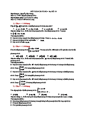 Đề toán chương 4 - Đại số 10